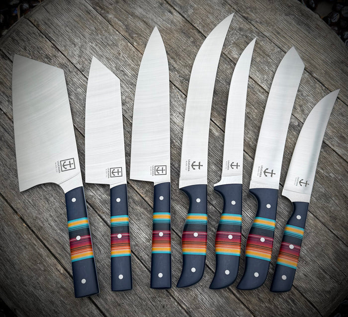 SD Series knife with serape GCarta and navy Richlite handle