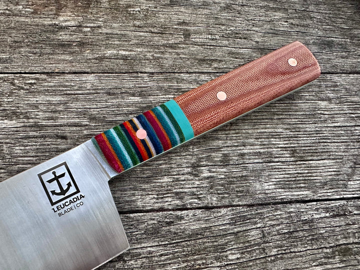 Striped-Seafoam-Brown Micarta Chef & El Choppo