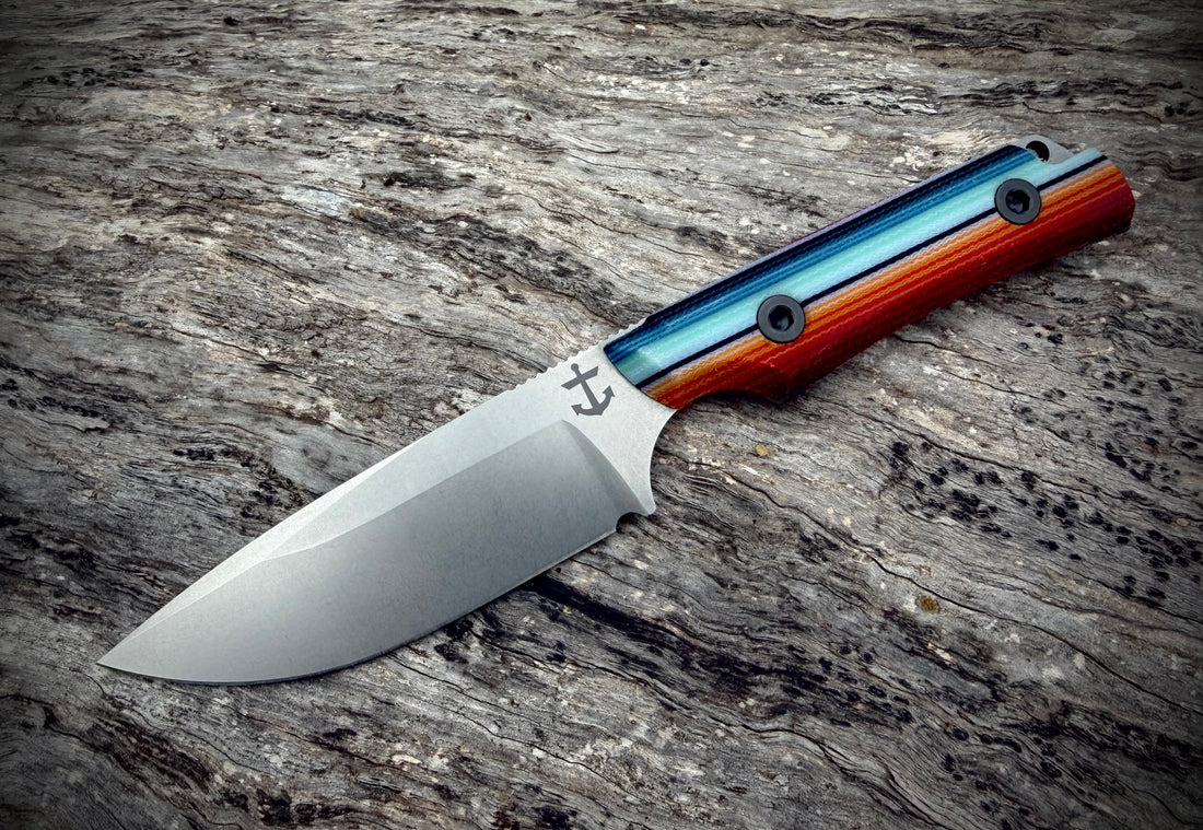 The LandShark fixed blade knife, Mexican Blanket GCarta handle, Stonewash blade