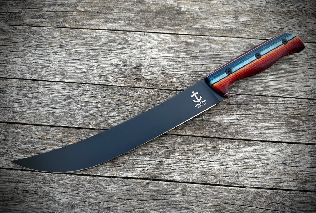 The Ahi fillet knife, Mexican Blanket handle, Black DLC blade