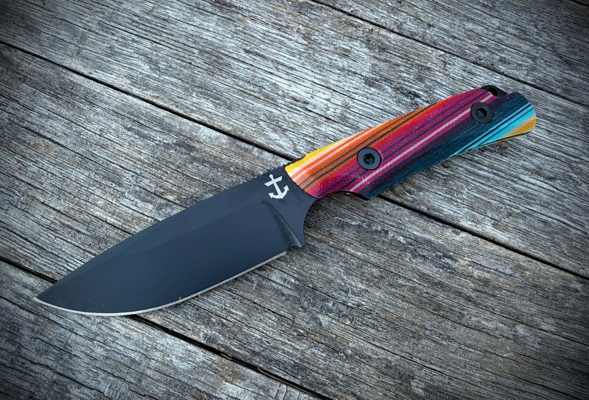 The LandShark fixed blade knife, SD Serape handle, Black DLC blade